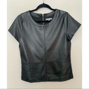 Tinley Road Faux Leather Black Top